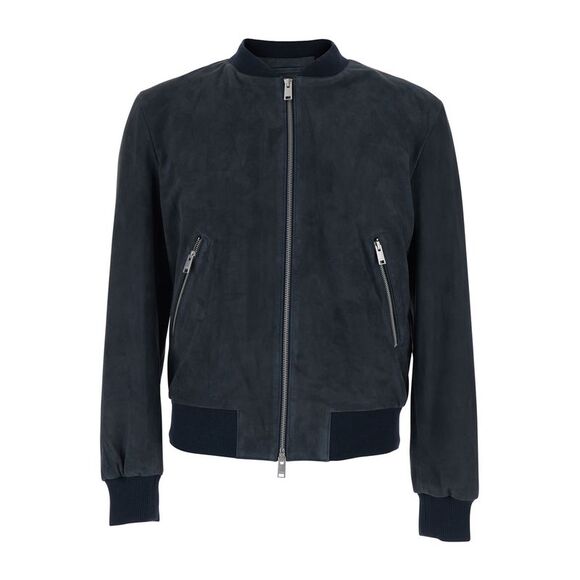 Arma Men BlueJacket With Stand-Up Collar In Leather Man